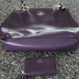 Purple Coach purse and card wallet